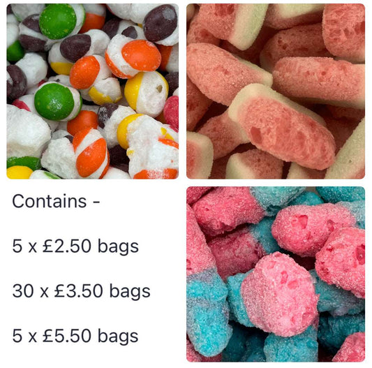 Freeze Dried Sweets Bulk Buy Wholesale Shop Starter Pack 40 bags includes Large Bags & Mix Bags!