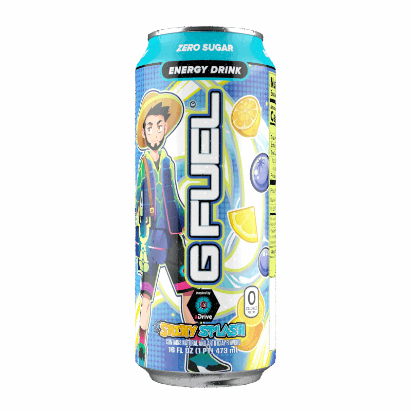 G FUEL aDrives Shiny Splash Blueberry Lemonade - Zero Sugar Energy Drink 16fl.oz (473ml)